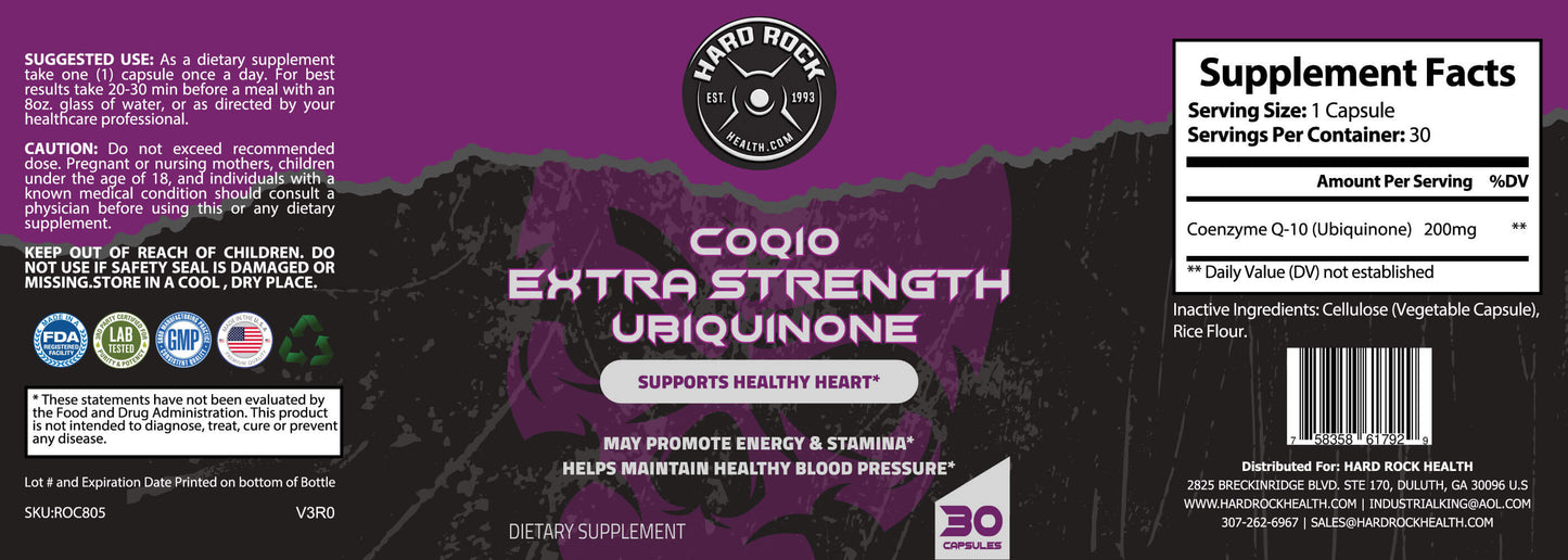 CoQ10 Ubiquinone- Extra Strength 30 Capsules