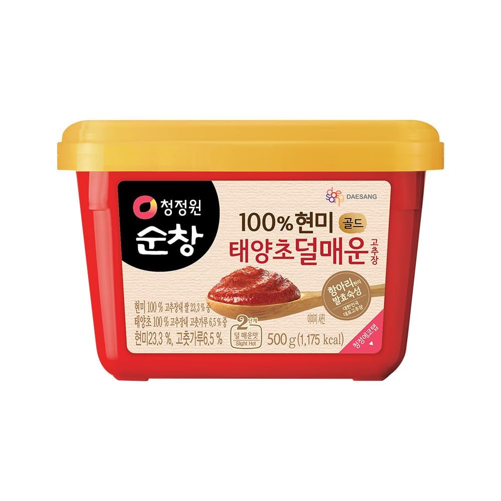 O’food Gochujang – Authentic Korean Red Chili Paste [Medium | 1.1 lb (500g) ] Spicy & Sweet Savory Traditional Fermented Sauce | Gluten-Free | 100% Brown Rice | No Corn Syrup | Great for Bibimbap, Marinades, Stews & BBQ