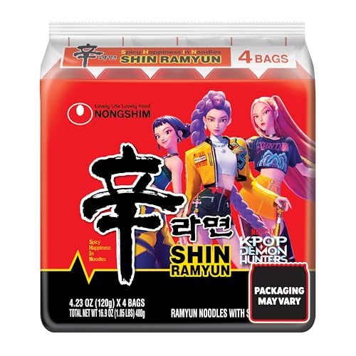 Nongshim Ramen Noodles, Gourmet Instant Ramen, Premium Microwavable Noodle Soup, Spicy Shin, Family Pack, 4.23 Ounce (Pack of 20)