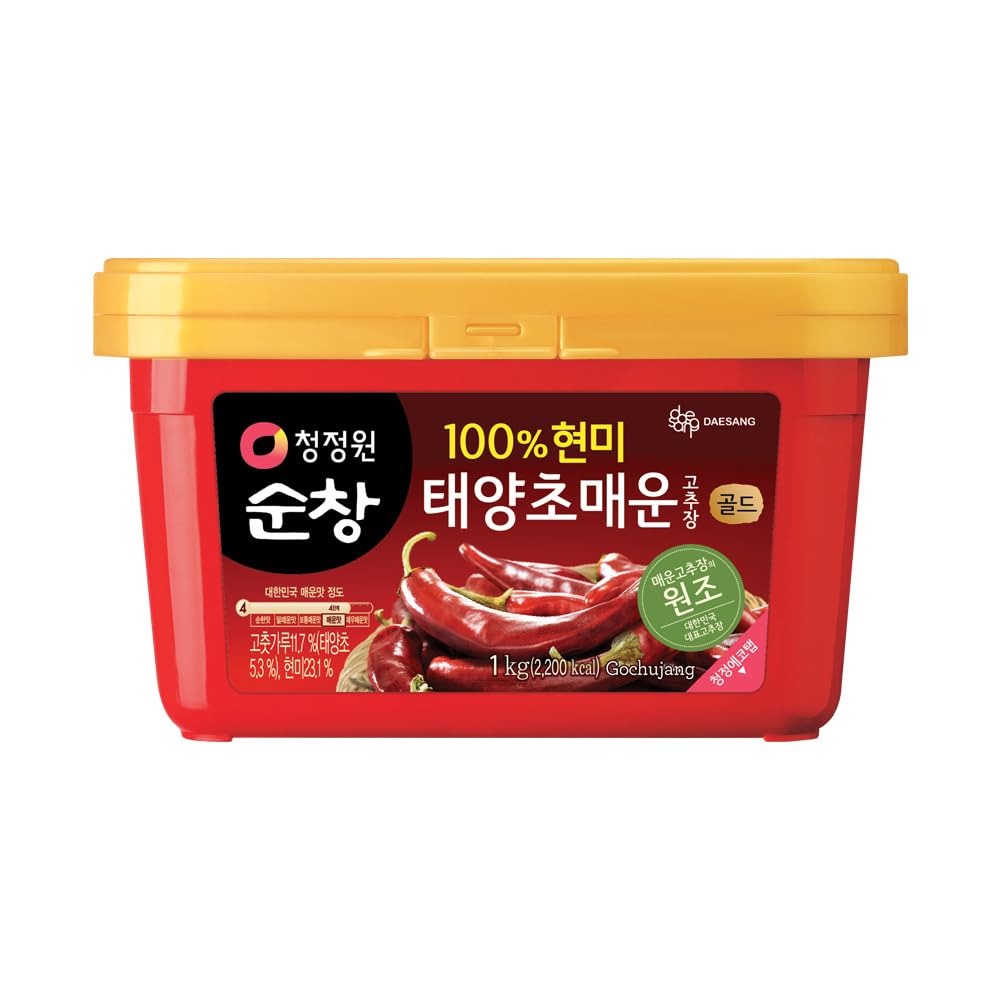 O’food Gochujang – Authentic Korean Red Chili Paste [Medium | 1.1 lb (500g) ] Spicy & Sweet Savory Traditional Fermented Sauce | Gluten-Free | 100% Brown Rice | No Corn Syrup | Great for Bibimbap, Marinades, Stews & BBQ