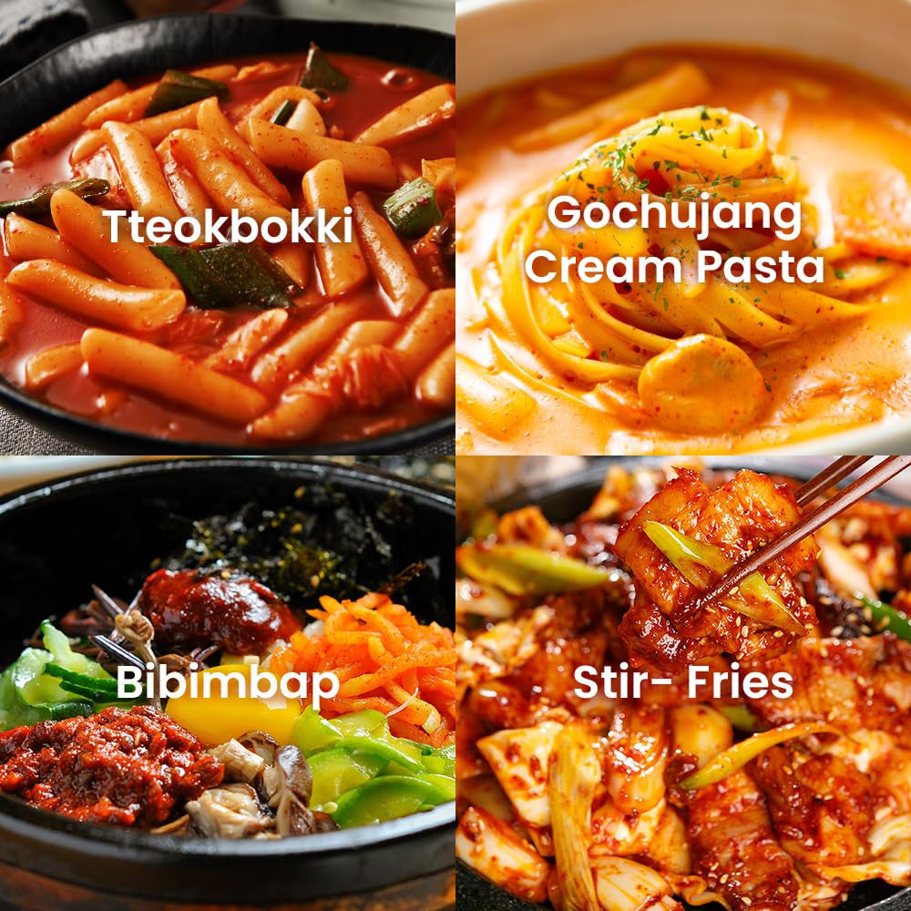 O’food Gochujang – Authentic Korean Red Chili Paste [Medium | 1.1 lb (500g) ] Spicy & Sweet Savory Traditional Fermented Sauce | Gluten-Free | 100% Brown Rice | No Corn Syrup | Great for Bibimbap, Marinades, Stews & BBQ