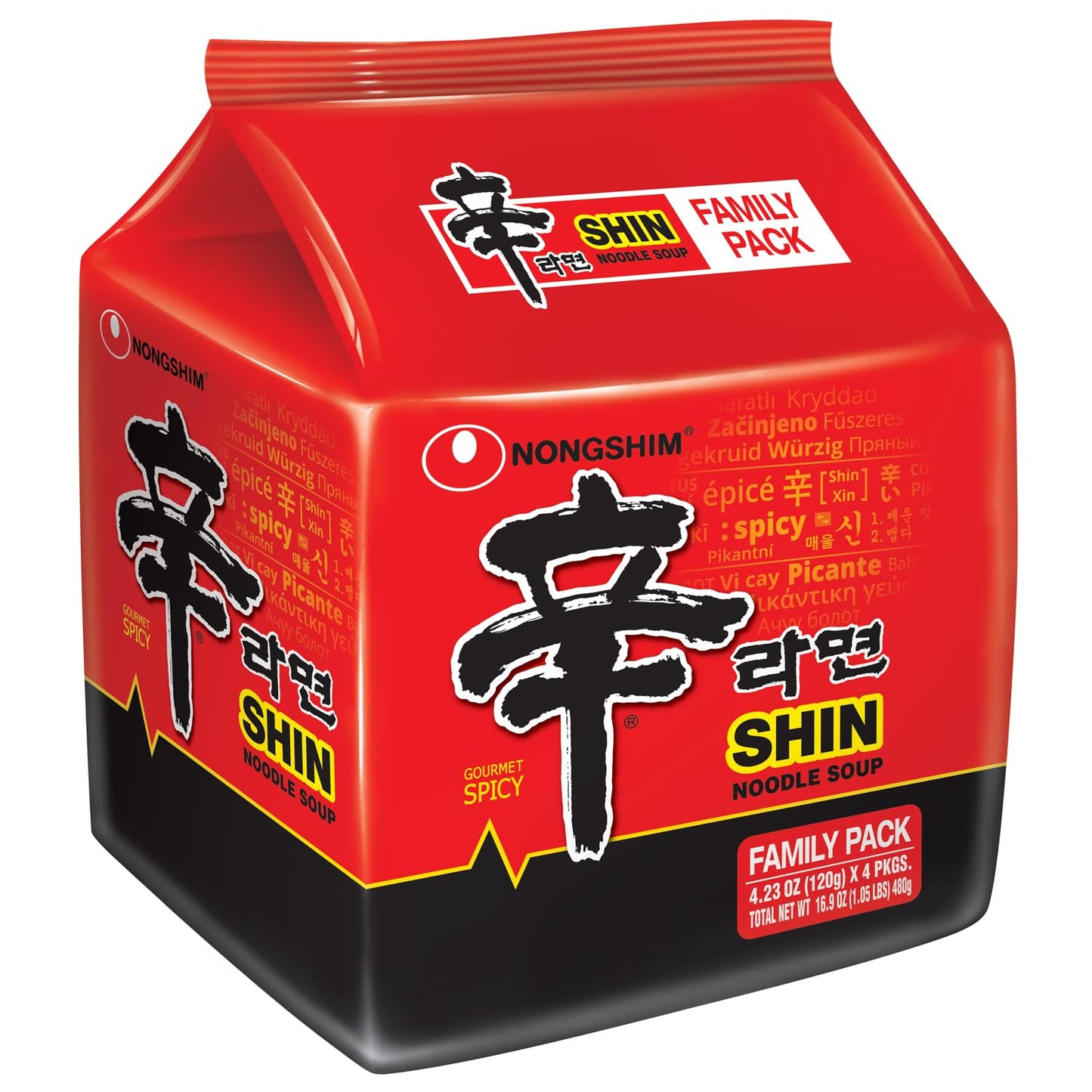 Nongshim Ramen Noodles, Gourmet Instant Ramen, Premium Microwavable Noodle Soup, Spicy Shin, Family Pack, 4.23 Ounce (Pack of 20)