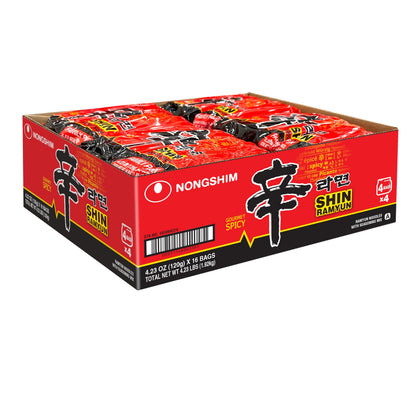 Nongshim Ramen Noodles, Gourmet Instant Ramen, Premium Microwavable Noodle Soup, Spicy Shin, Family Pack, 4.23 Ounce (Pack of 20)