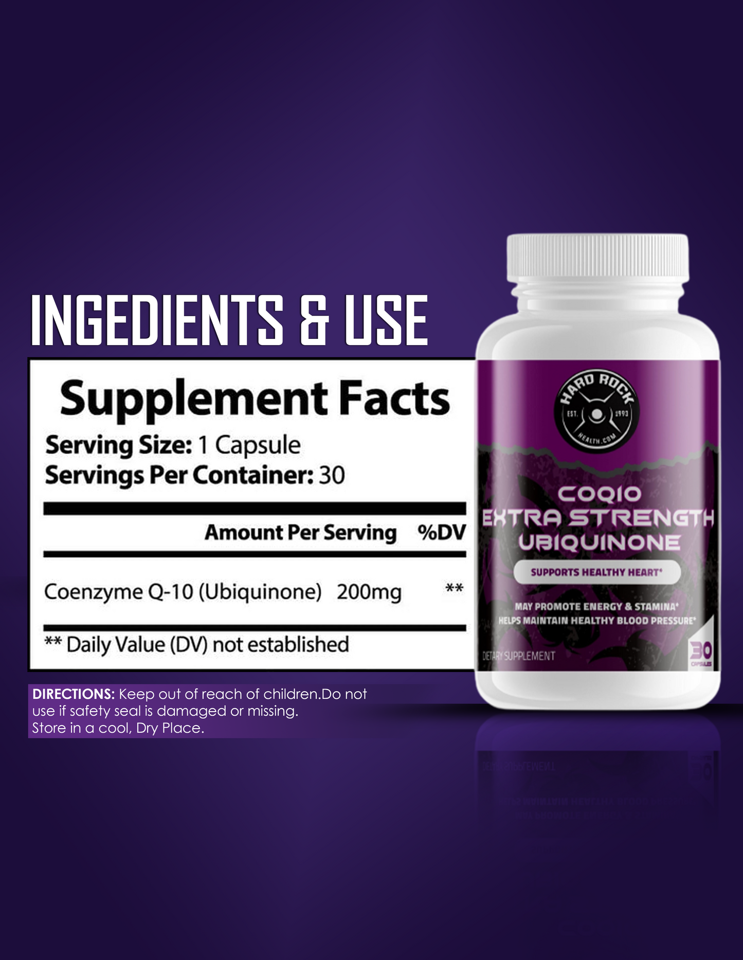 CoQ10 Ubiquinone- Extra Strength 30 Capsules