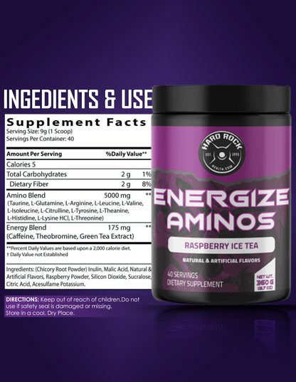 Hard Rock Health Energized Aminos Raspberry Iced